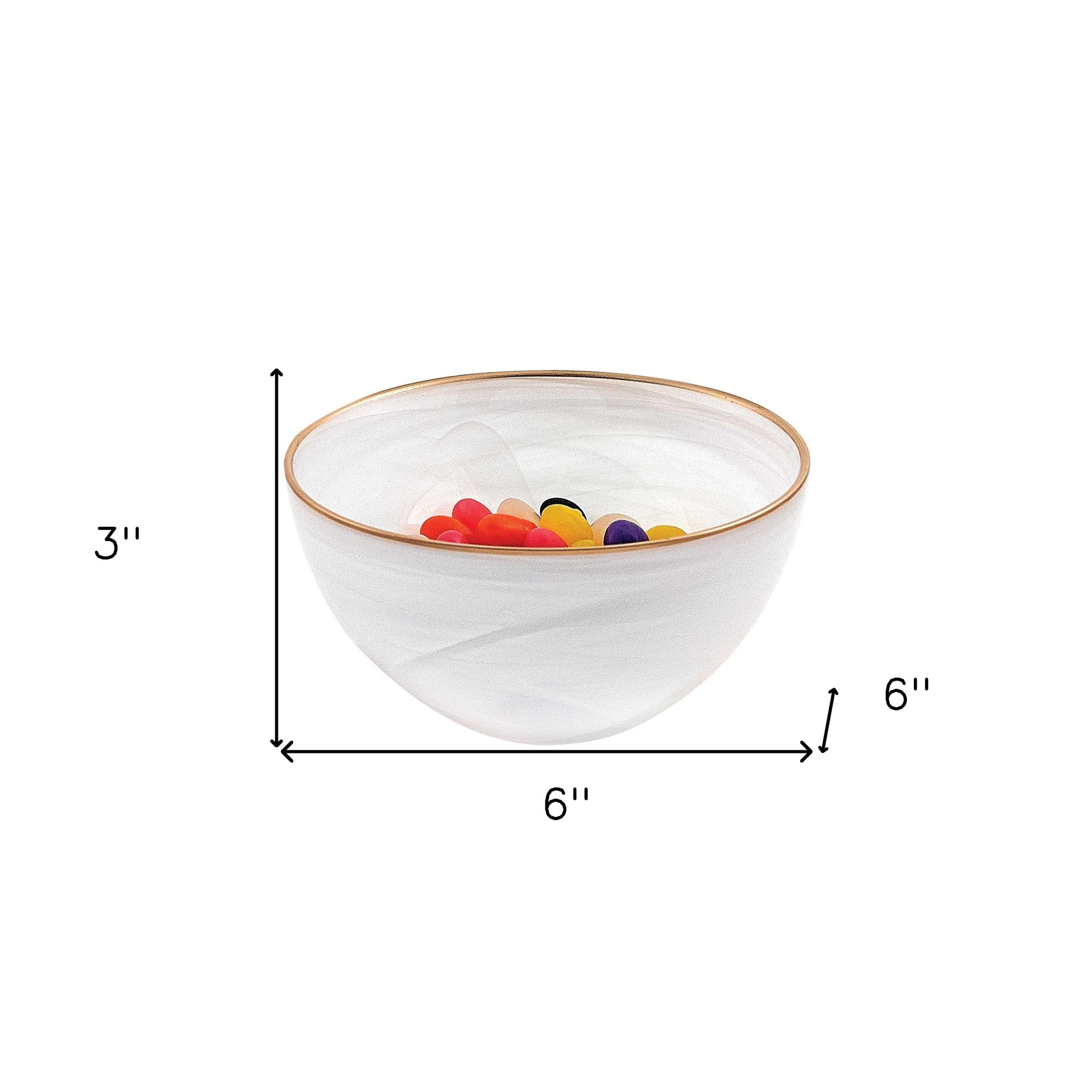 6" White And Gold Glass