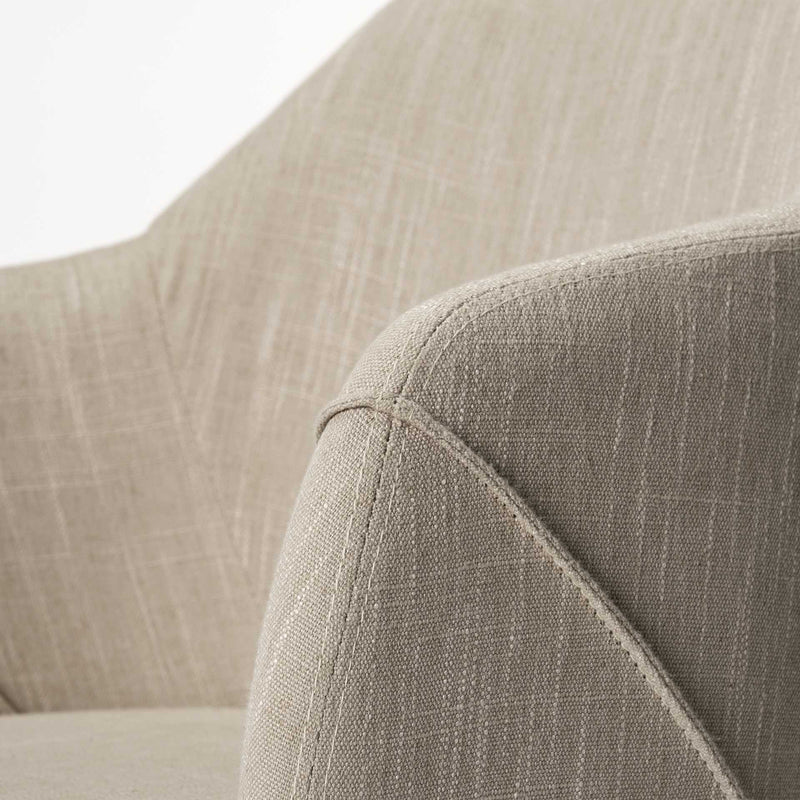 Cream and Brown Upholstered Fabric Dining Arm Chair - Kitchen & Dining
