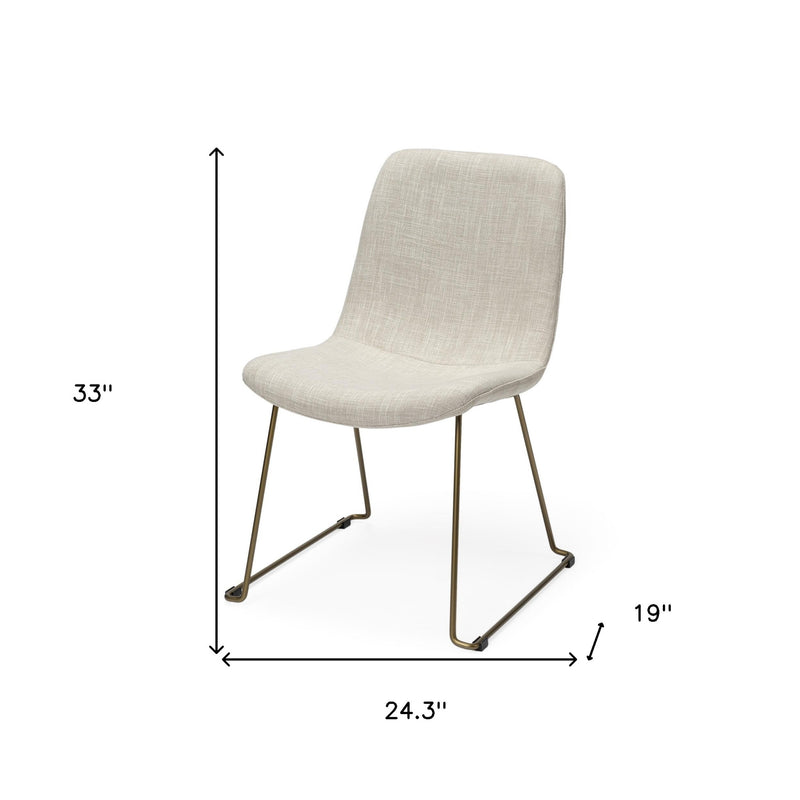 Set Of Two Cream And Gold Upholstered Fabric Side Chairs - Kitchen & Dining