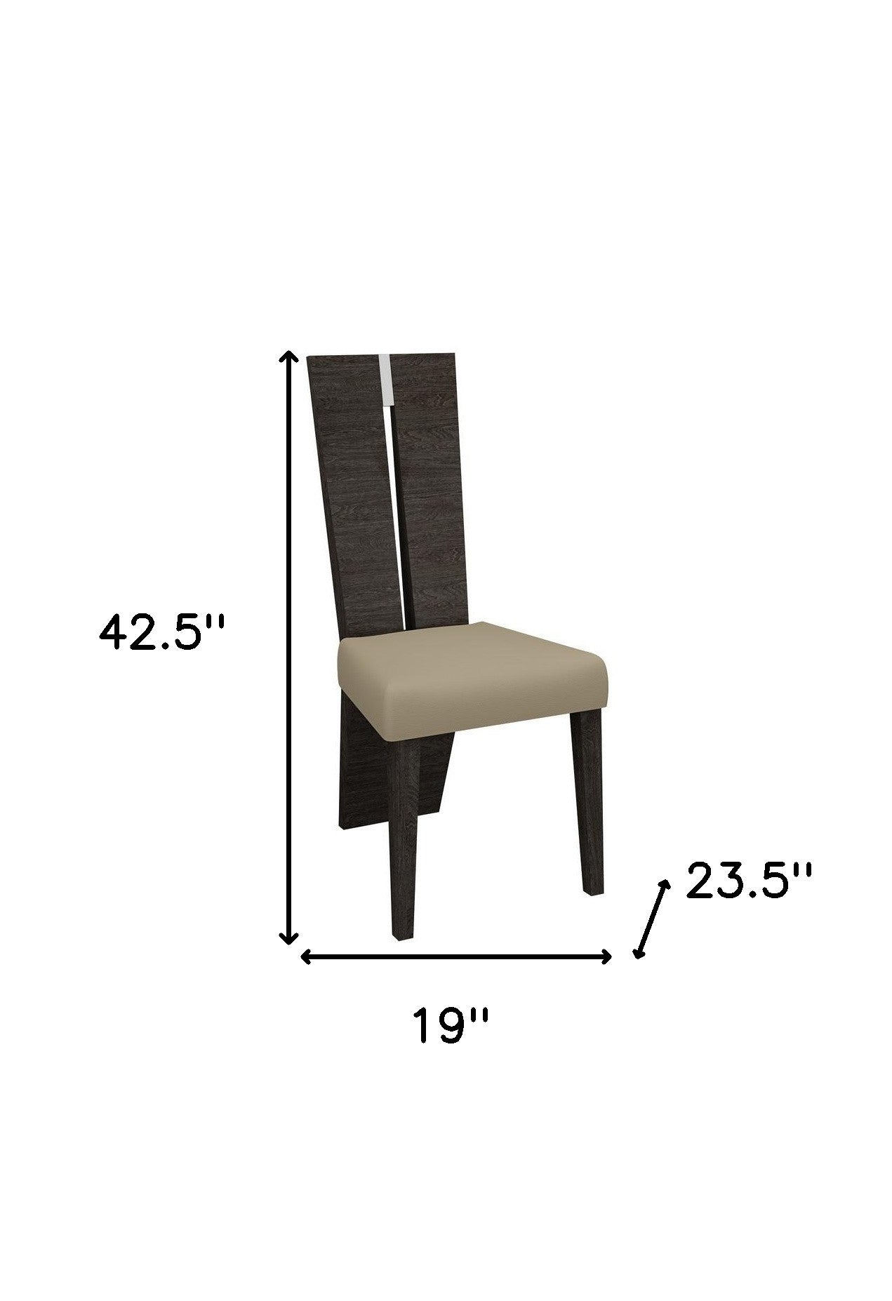 Set of Two Gray And Dark Brown Upholstered Dining Side Chairs - Kitchen & Dining