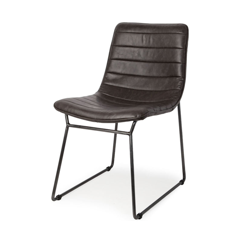 Set Of Two Black Upholstered Faux leather Side Chairs - Kitchen & Dining