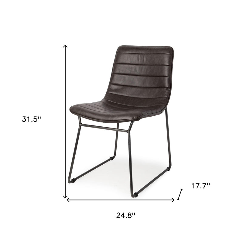 Set Of Two Black Upholstered Faux leather Side Chairs - Kitchen & Dining