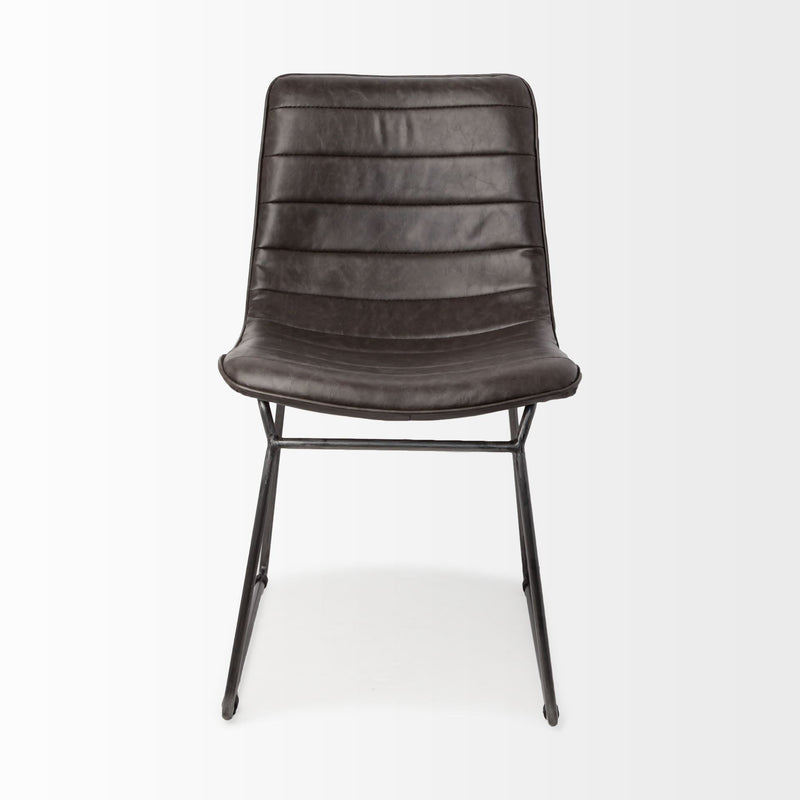 Set Of Two Black Upholstered Faux leather Side Chairs - Kitchen & Dining