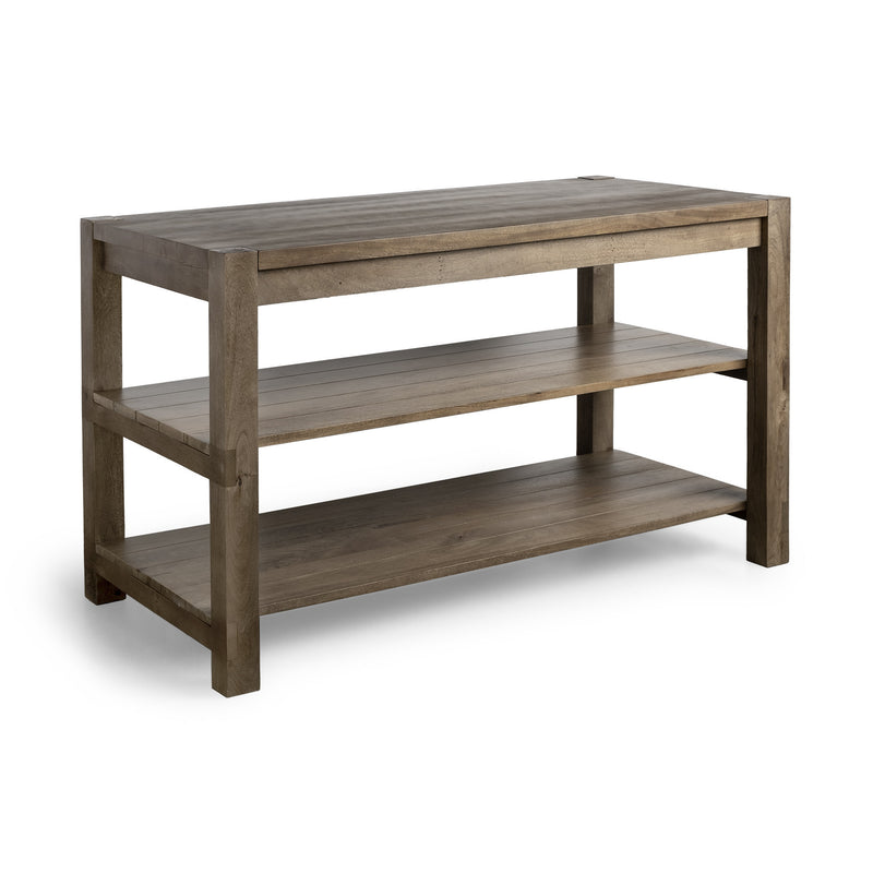 Brown Solid Wood Kitchen Island With Two Tier Smooth Counter Top - Kitchen & Dining