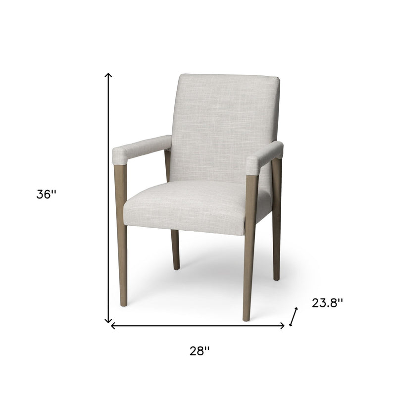 Cream and Brown Upholstered Fabric King Louis Back Dining Arm Chair - Kitchen & Dining