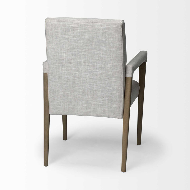 Cream and Brown Upholstered Fabric King Louis Back Dining Arm Chair - Kitchen & Dining