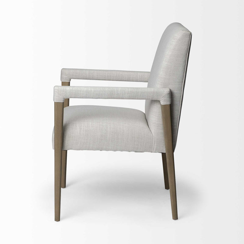 Cream and Brown Upholstered Fabric King Louis Back Dining Arm Chair - Kitchen & Dining
