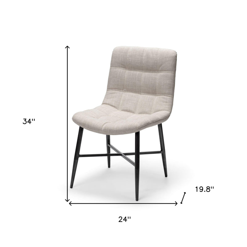 Set Of Two White And Black Upholstered Fabric Open Back Side Chairs - Kitchen & Dining