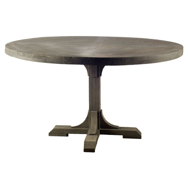 54" Brown Rounded Solid Wood Pedestal Base Dining Table - Kitchen & Dining