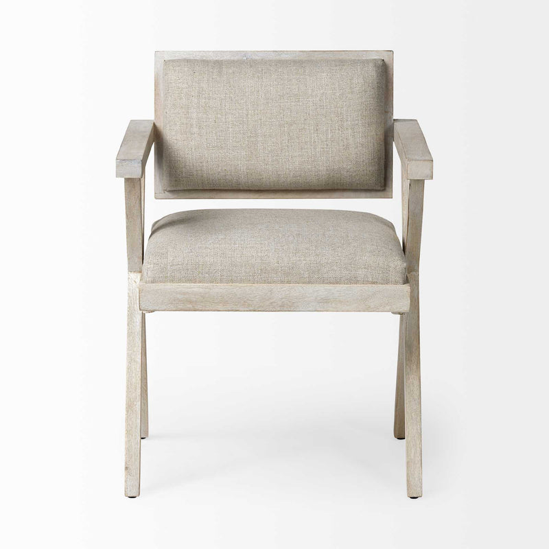 Gray Upholstered Fabric Open Back Dining Arm Chair - Kitchen & Dining