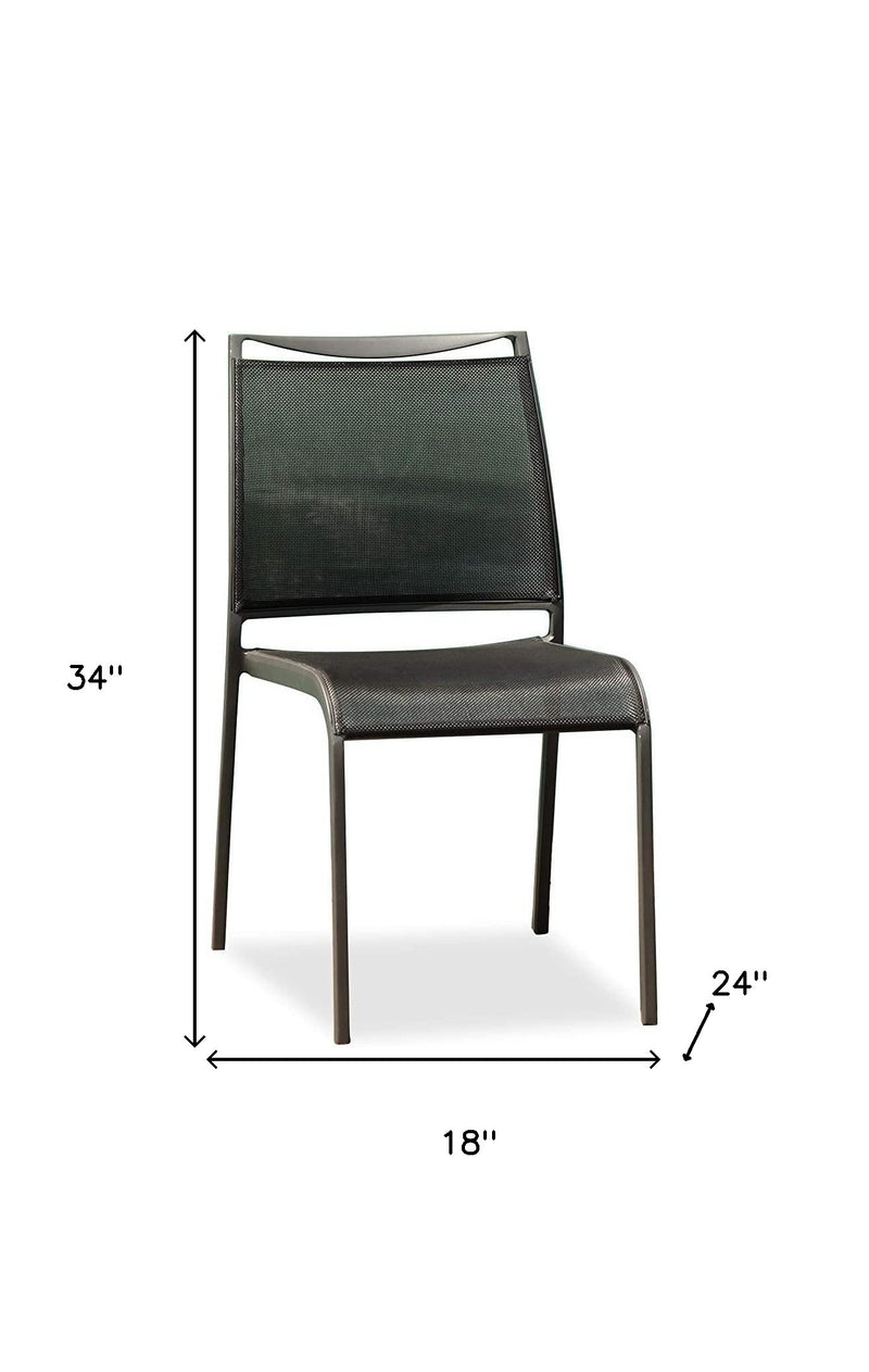 Set of Four Gray Aluminum Dining Side Chairs - Kitchen & Dining