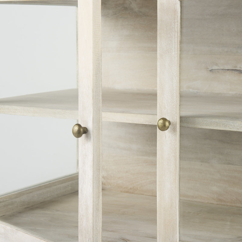 38" White Solid Wood Sideboard with Two Glass Doors - Kitchen & Dining