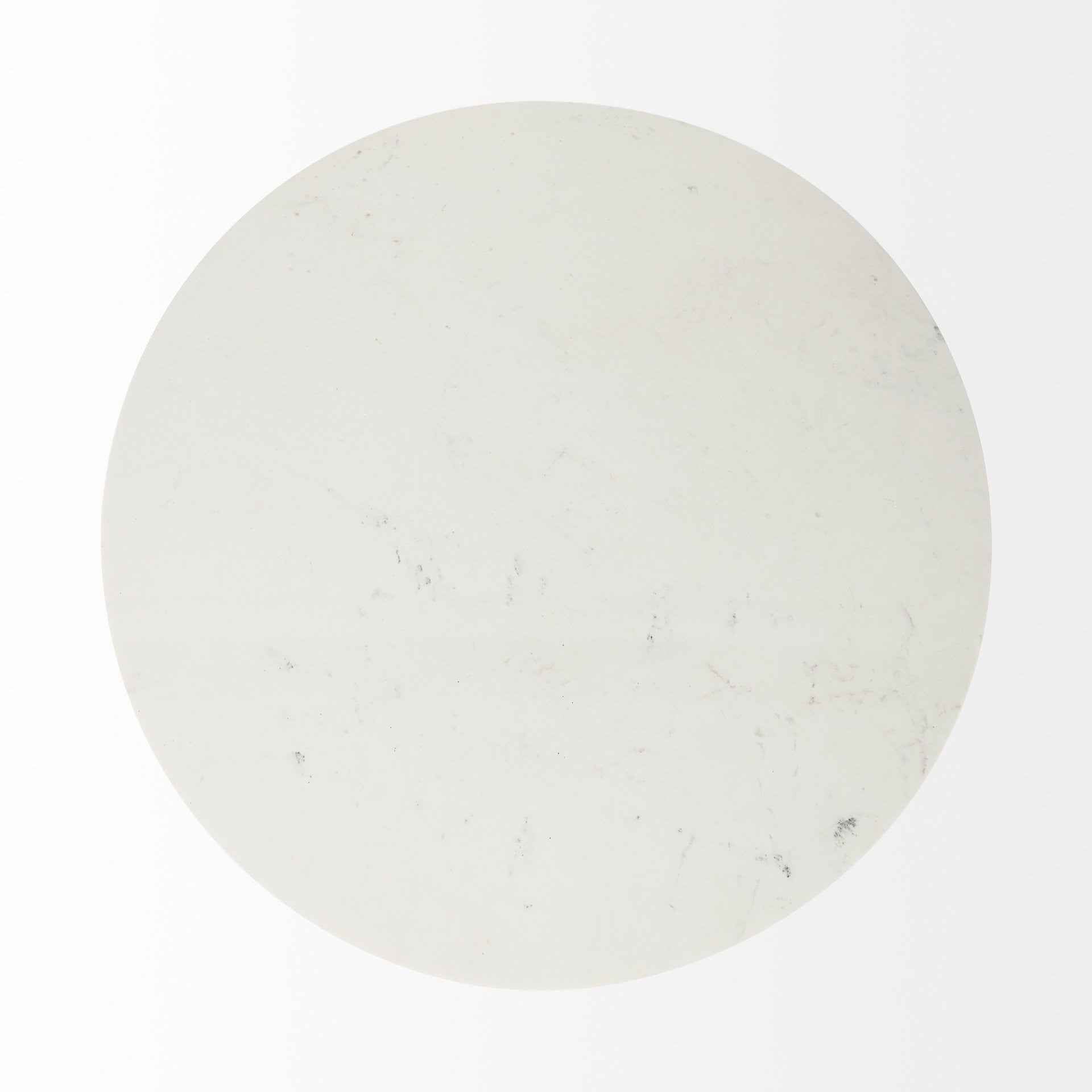 48" White And Natural Rounded Marble Pedestal Base Dining Table