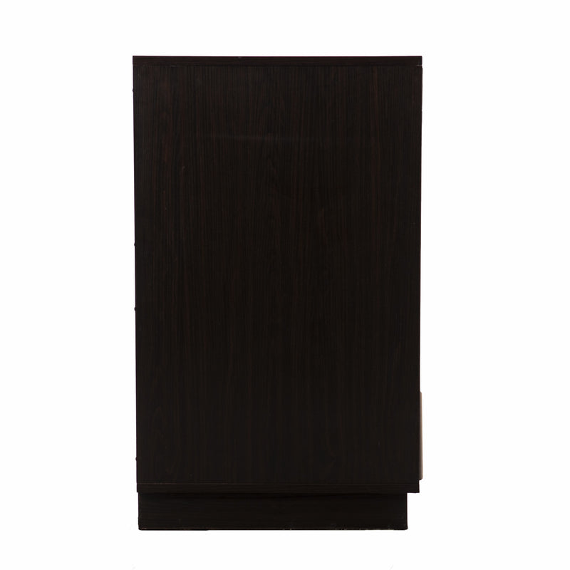 32" Dark Brown And Natural Carved Floral Sideboard with Two Doors - Kitchen & Dining