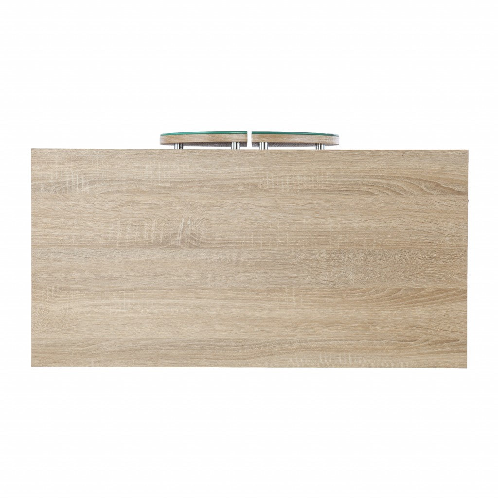 32" Natural and Chrome Mirrored Circle Double Door Bar Cabinet - Kitchen & Dining