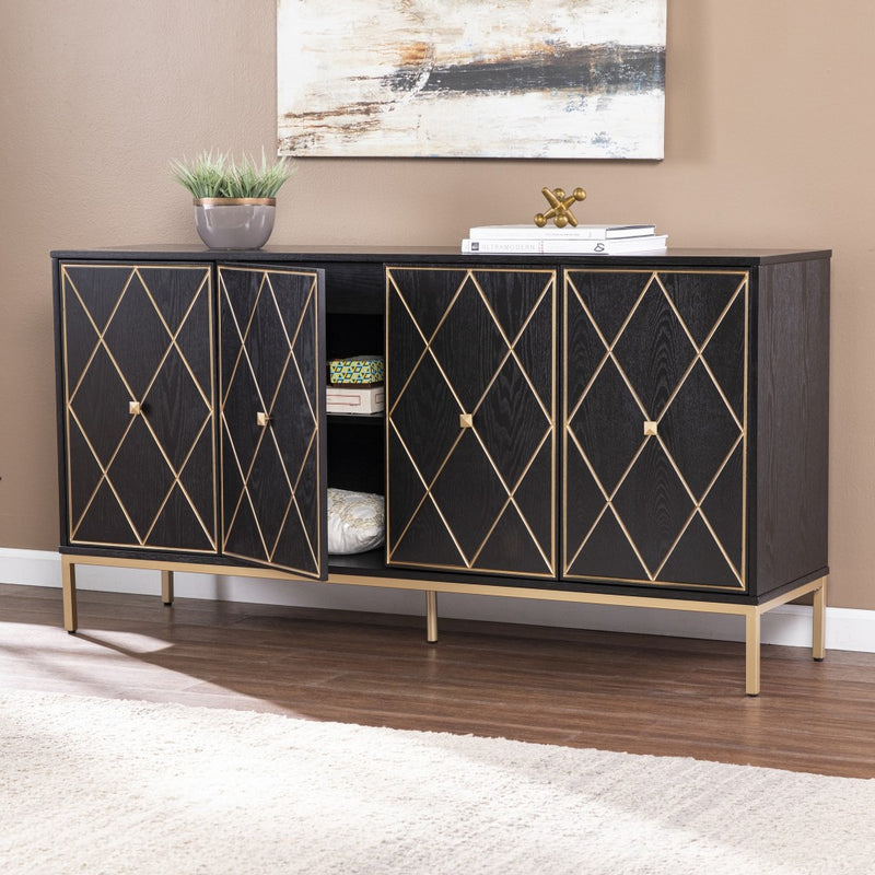 Black and Gold Harlequin Sideboard Storage Cabinet - Kitchen & Dining