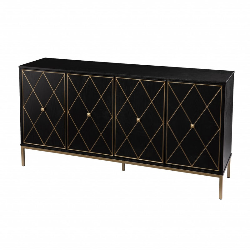Black and Gold Harlequin Sideboard Storage Cabinet - Kitchen & Dining