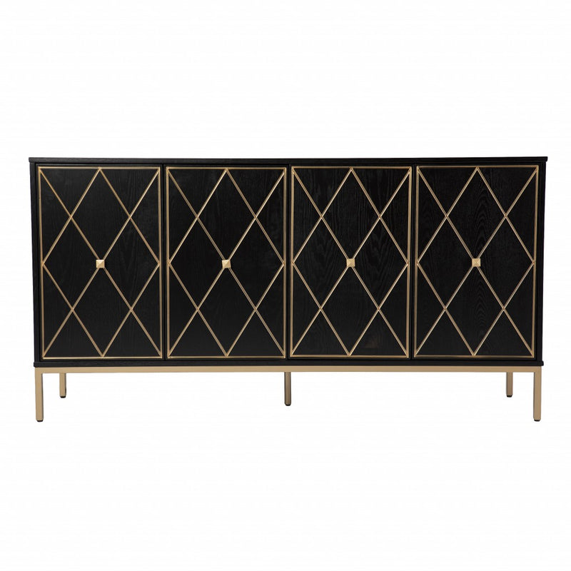 Black and Gold Harlequin Sideboard Storage Cabinet - Kitchen & Dining