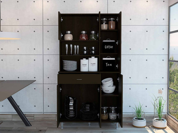 67" Modern Black Pantry Cabinet with Five Shelves Default Title