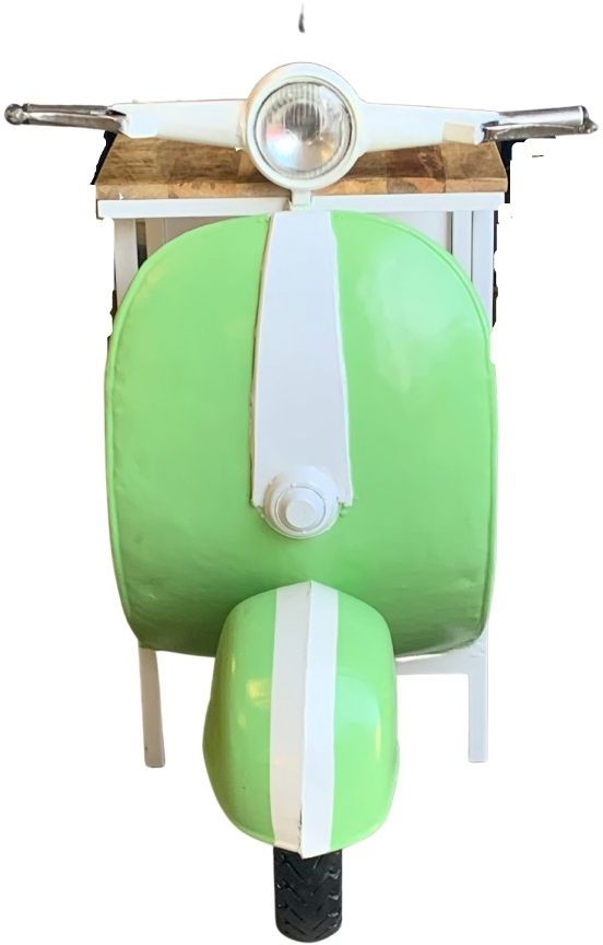26" Green And White Novelty Scooter Open Cabinet with Two Shelves - Kitchen & Dining