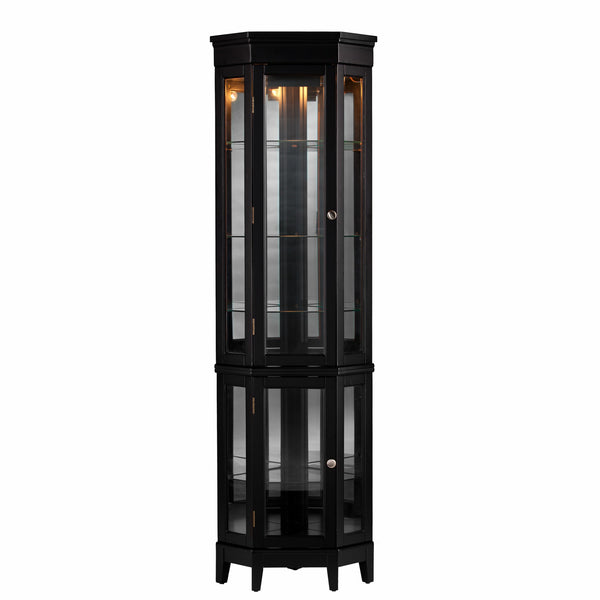 Elegant Black Lighted Curio Cabinet - Kitchen & Dining