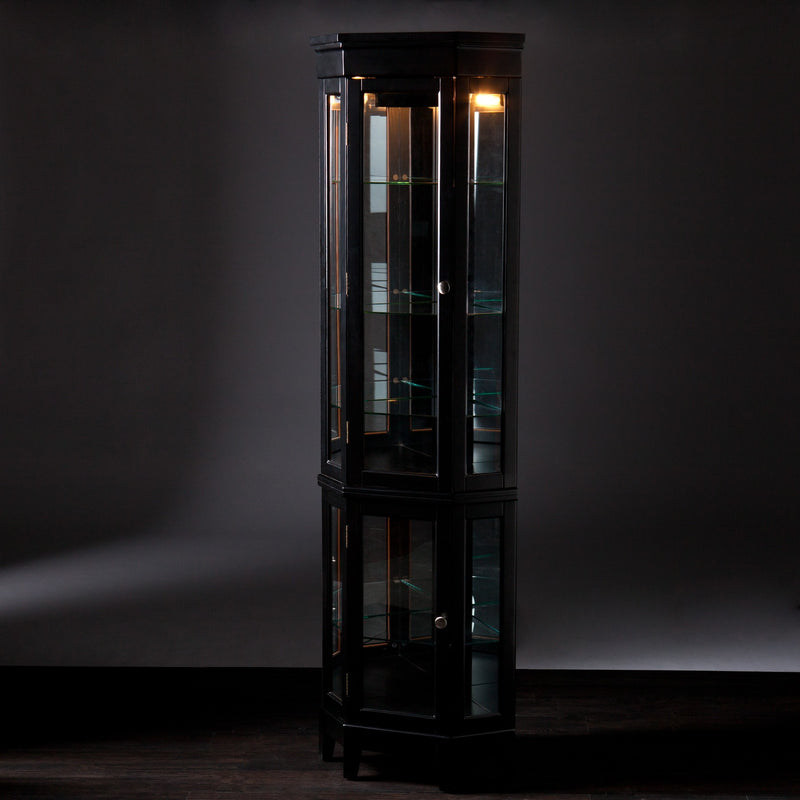Elegant Black Lighted Curio Cabinet - Kitchen & Dining