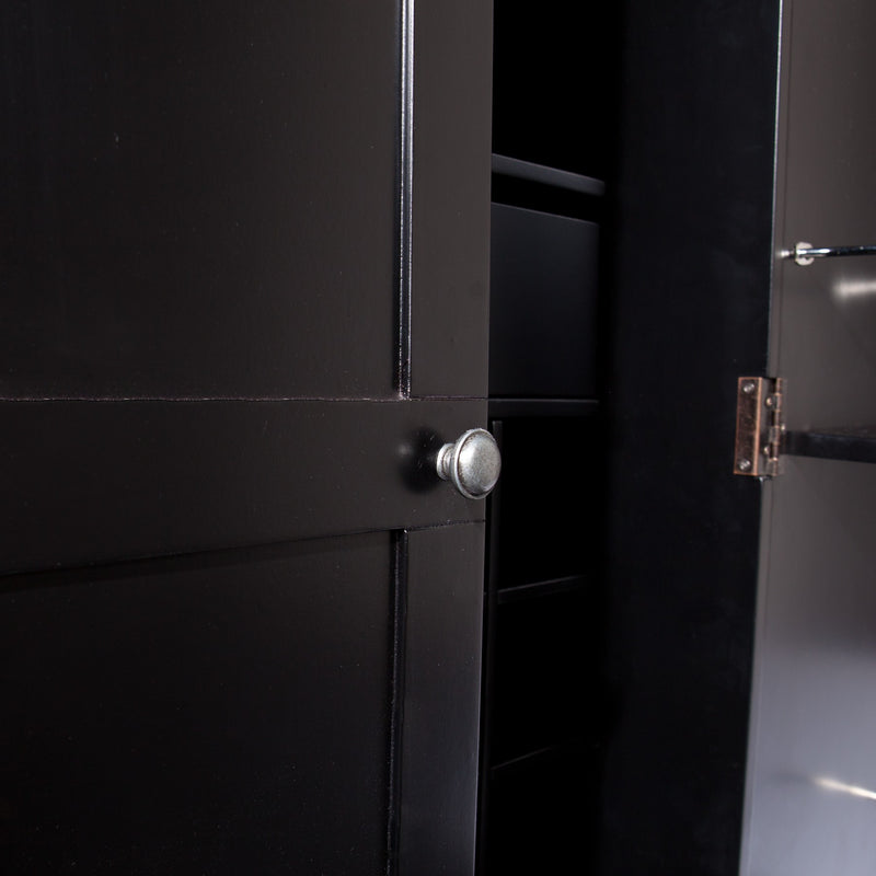 Metro Black Wood and Marble Bar Cabinet - Kitchen & Dining