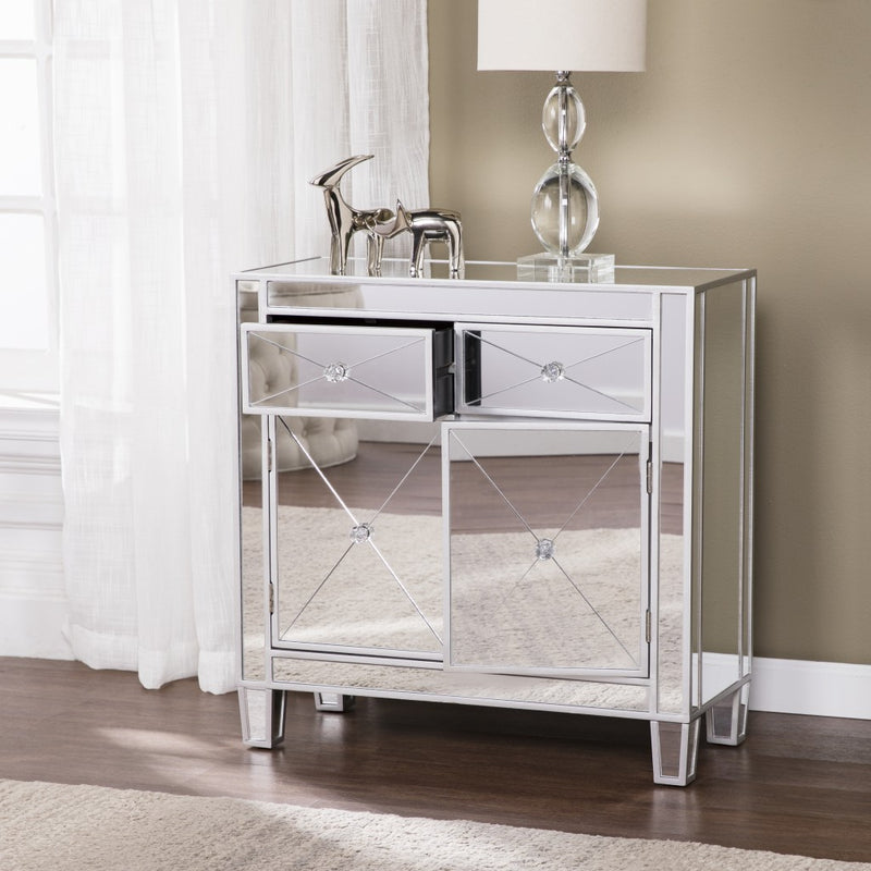 Glamorous Mirrored Bling Two Door Storage Accent Cabinet - Kitchen & Dining