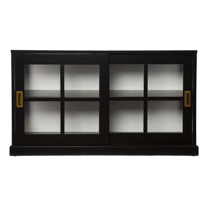 48" Black Sideboard with Two Glass Sliding Doors - Kitchen & Dining