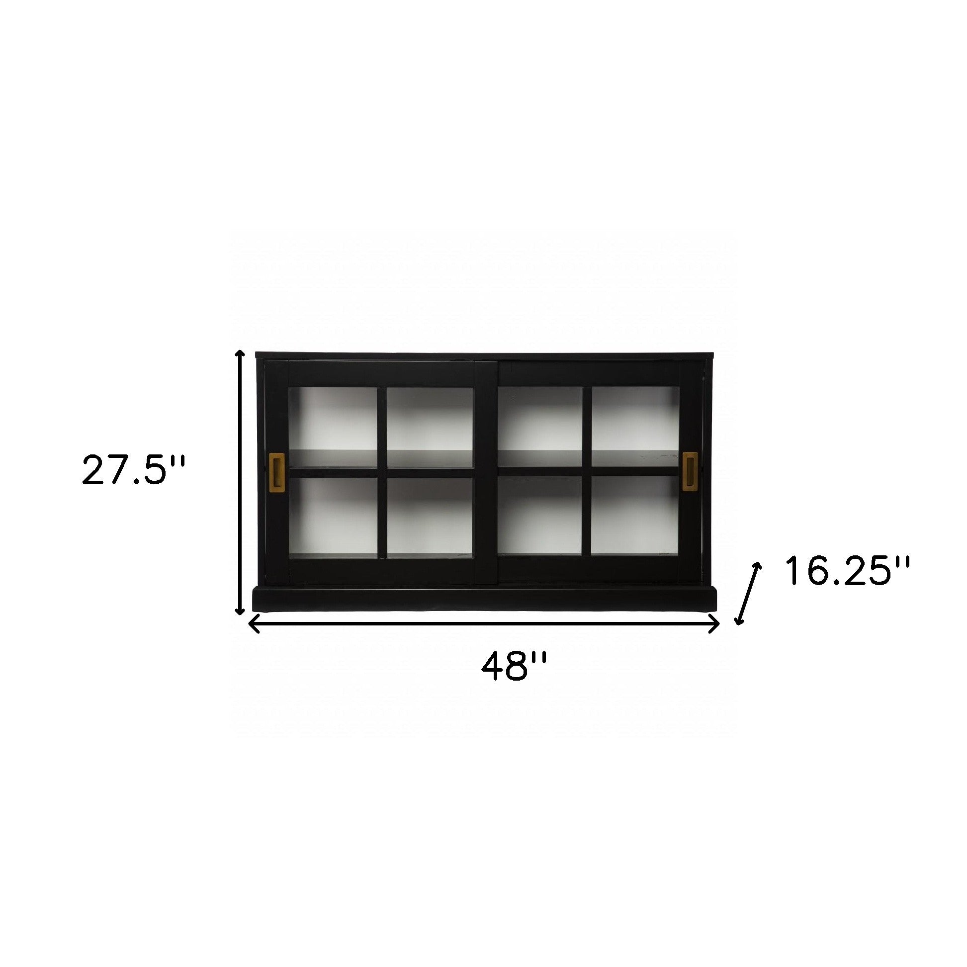 48" Black Sideboard with Two Glass Sliding Doors - Kitchen & Dining