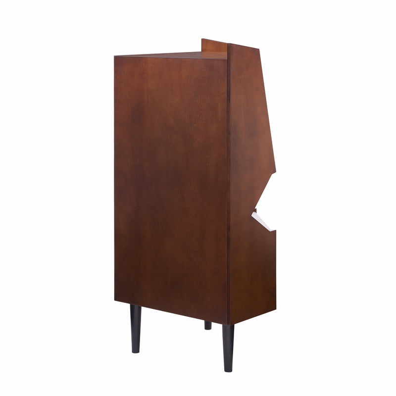 Cosmo Brown and Black Corner Bar Cabinet - Kitchen & Dining