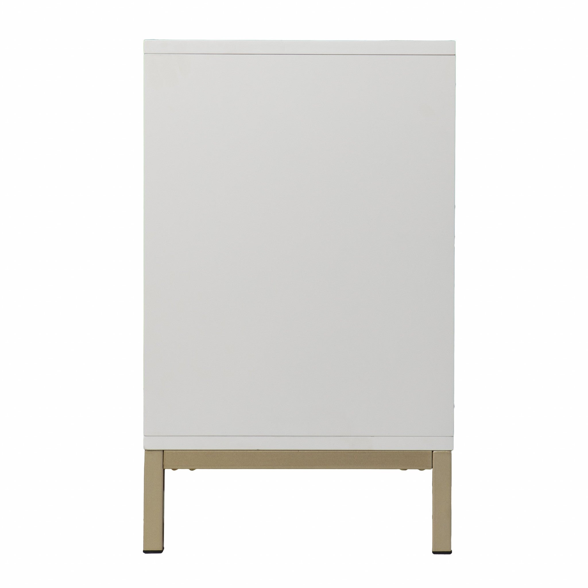 40" White Carved Geometric Sideboard with Two Doors - Kitchen & Dining