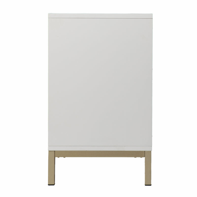 40" White Carved Geometric Sideboard with Two Doors - Kitchen & Dining