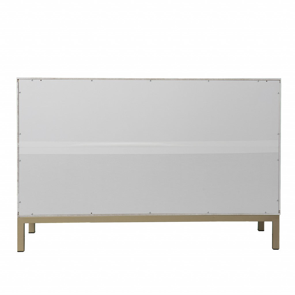40" White Carved Geometric Sideboard with Two Doors - Kitchen & Dining