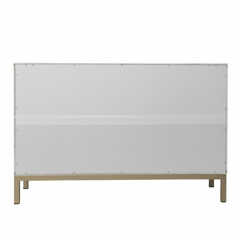 40" White Carved Geometric Sideboard with Two Doors - Kitchen & Dining