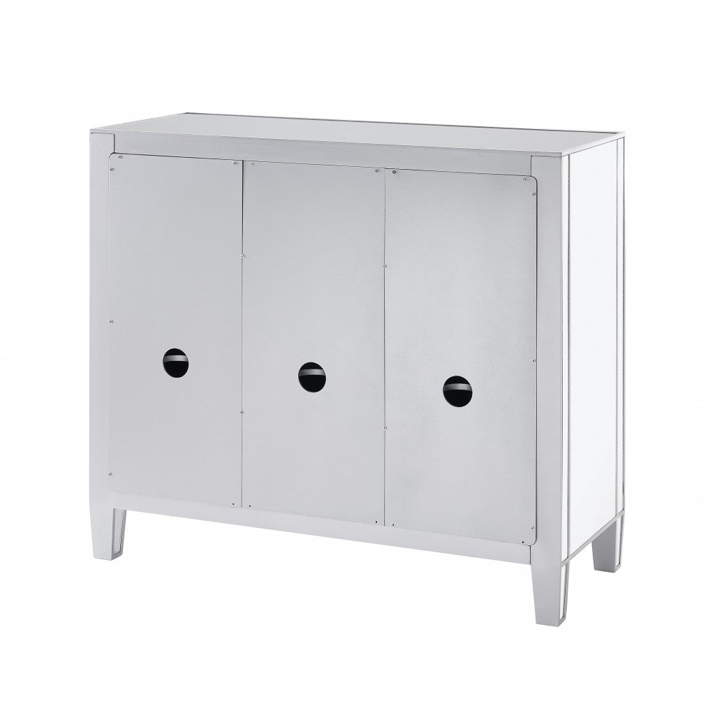 40" Silver Glass Three Drawer Sideboard with Three Doors - Kitchen & Dining