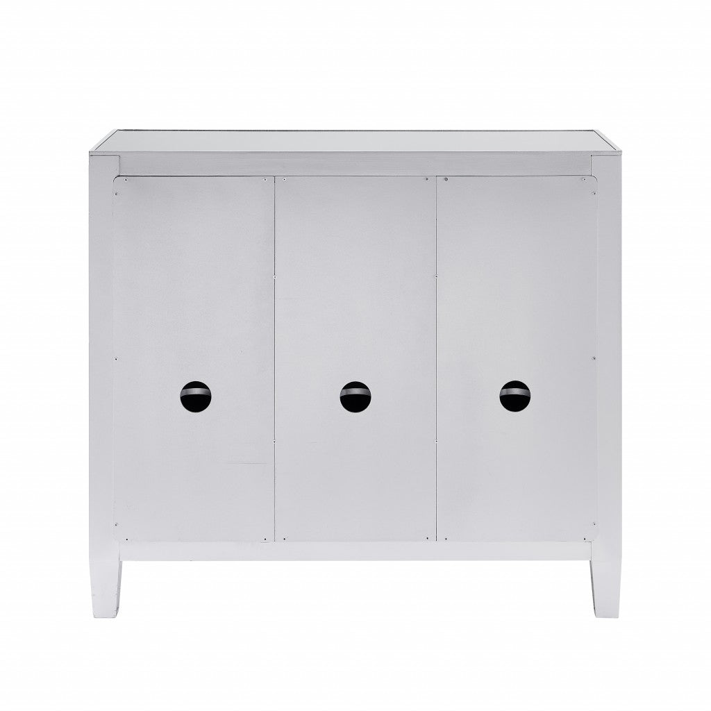 40" Silver Glass Three Drawer Sideboard with Three Doors - Kitchen & Dining