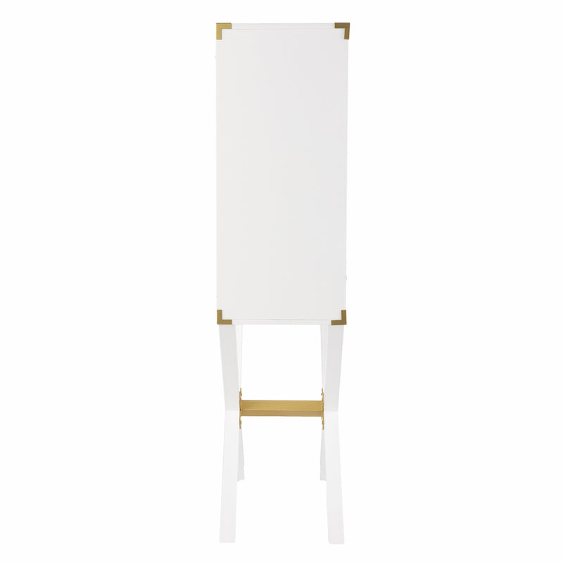 30" White Corner Display Stand With One Shelf And One Drawer - Kitchen & Dining