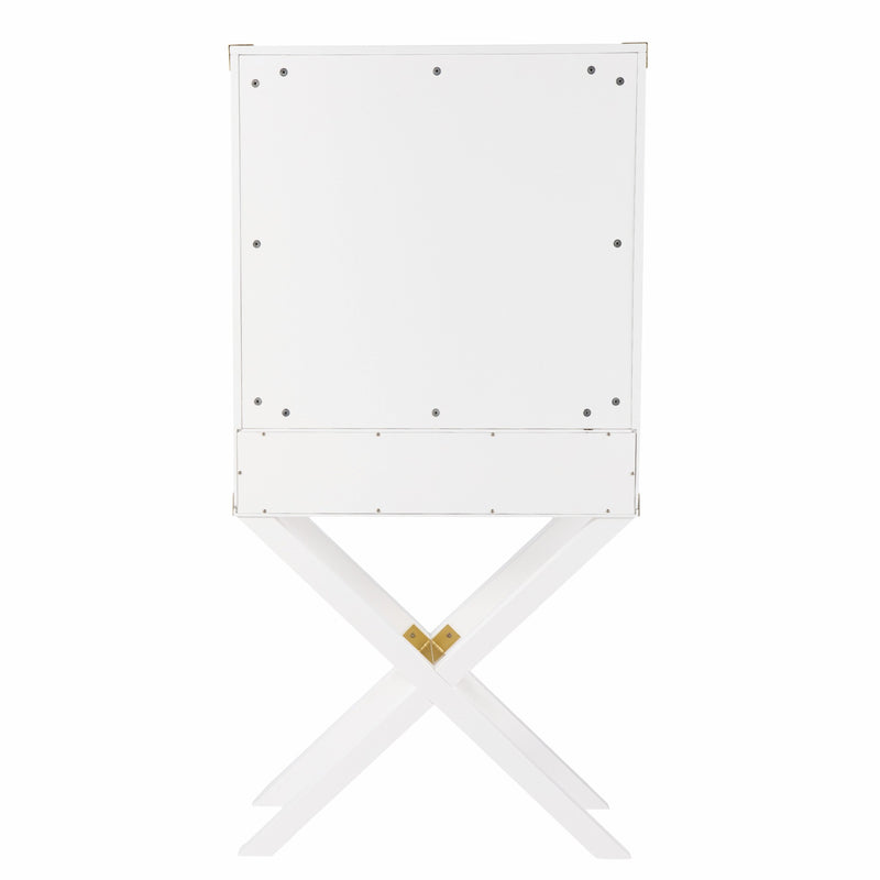 30" White Corner Display Stand With One Shelf And One Drawer - Kitchen & Dining
