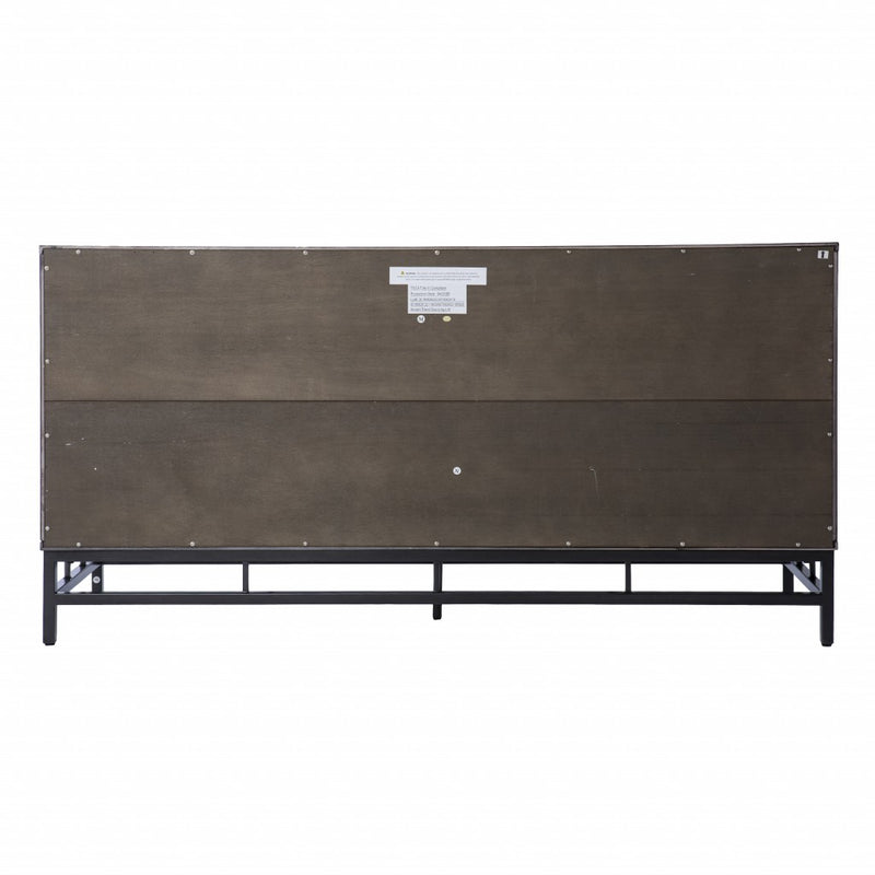 Contemporary Grid Lines Three Door Accent Cabinet - Kitchen & Dining