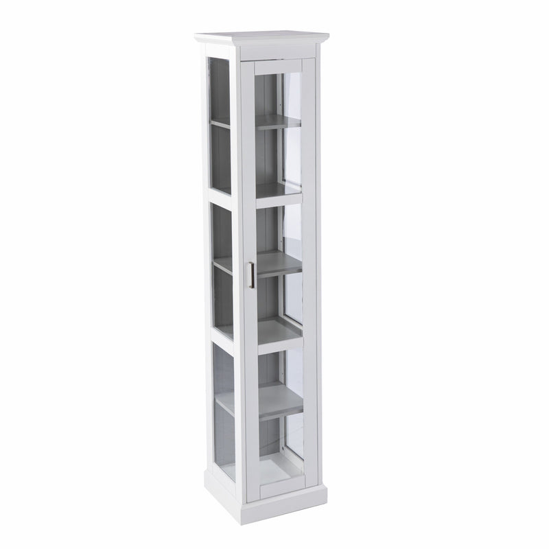 White Cornice Molding Curio with Glass Door - Kitchen & Dining
