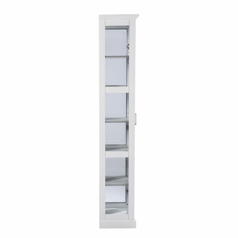 White Cornice Molding Curio with Glass Door - Kitchen & Dining