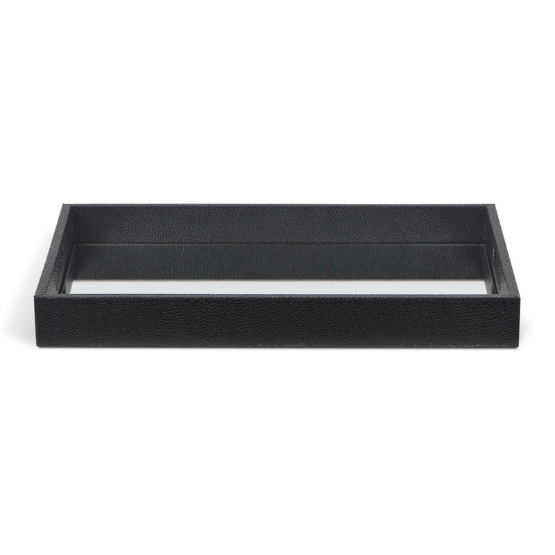 Black Shagreen Tray with Beveled Mirror - Kitchen & Dining