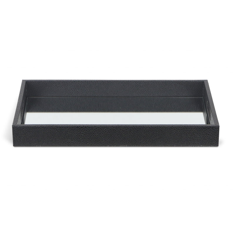 Black Shagreen Tray with Beveled Mirror - Kitchen & Dining