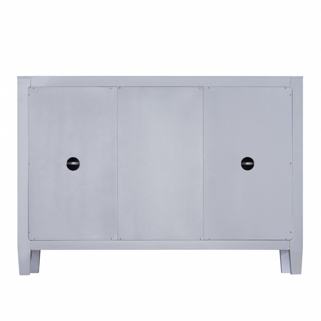 50" Silver Wood and Glass Three Drawer Credenza with Two Doors - Kitchen & Dining