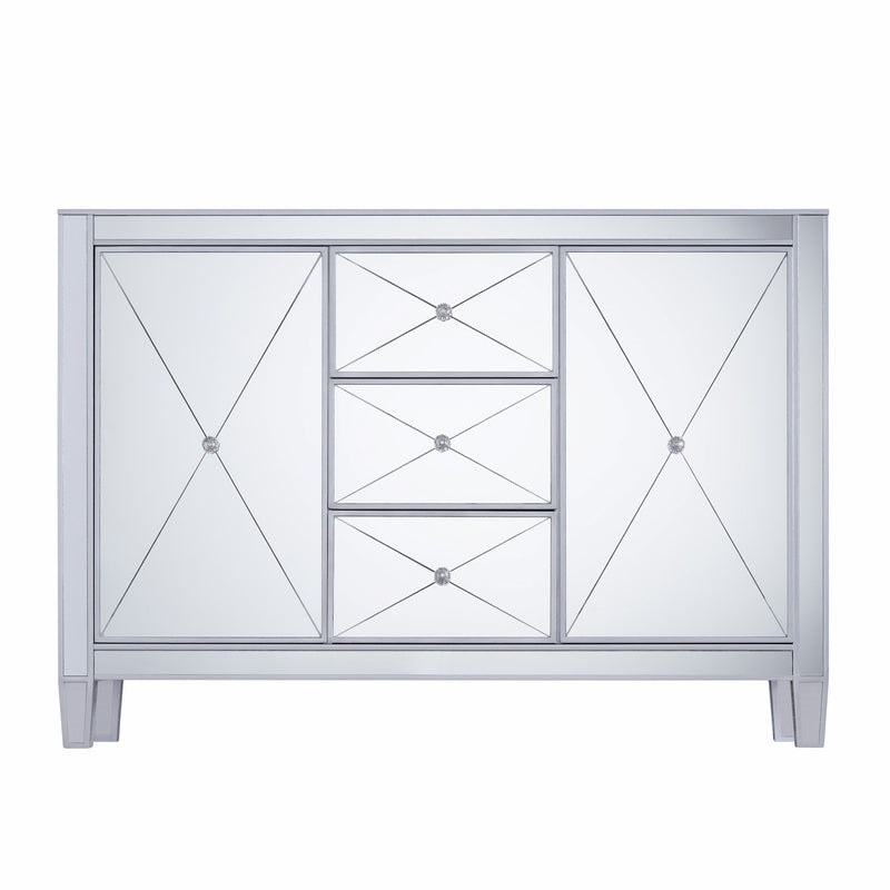 50" Silver Wood and Glass Three Drawer Credenza with Two Doors - Kitchen & Dining