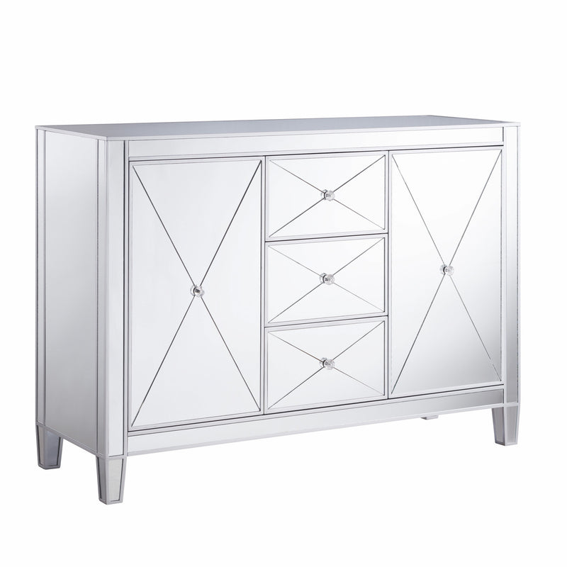 50" Silver Wood and Glass Three Drawer Credenza with Two Doors - Kitchen & Dining