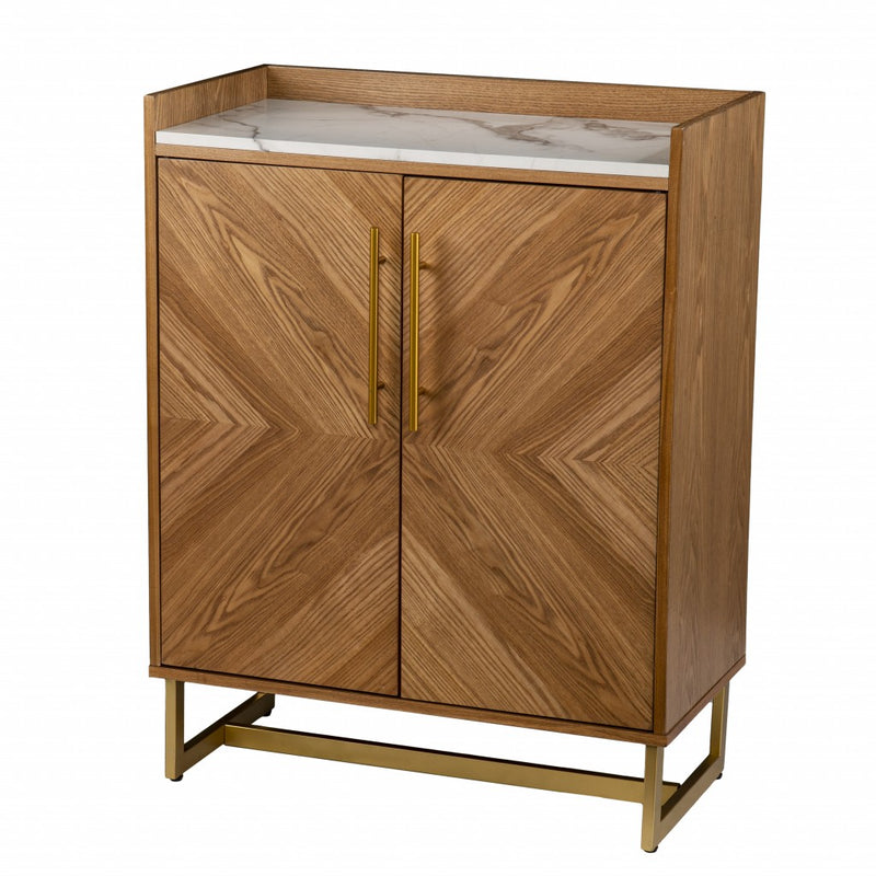 Retro Gold Natural and Faux Marble Wine Cabinet - Kitchen & Dining