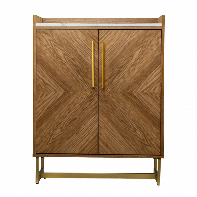 Retro Gold Natural and Faux Marble Wine Cabinet - Kitchen & Dining
