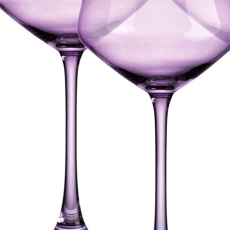 Set of Four Purple Crystal Shallow Bowl Stemmed Coupe - Kitchen & Dining